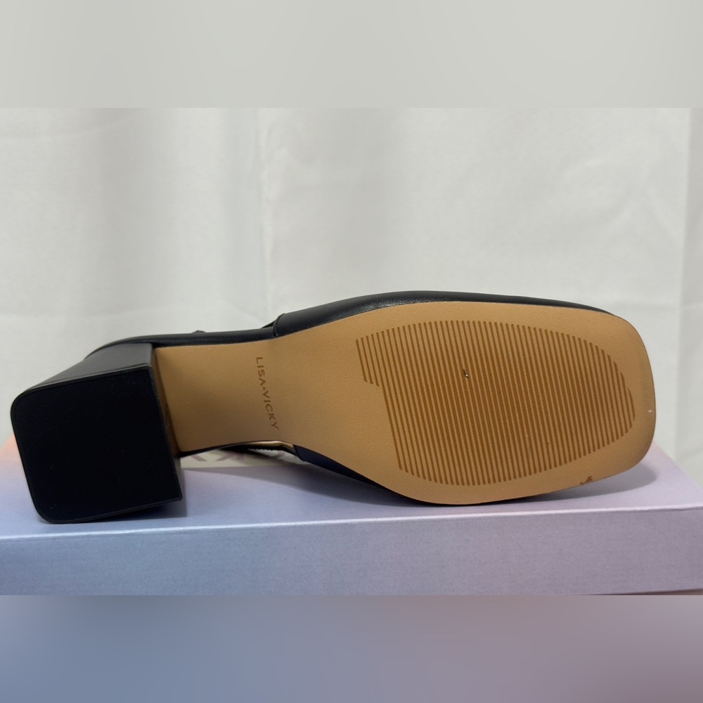 Lisa Vicky Black Chic Sturdy Closed Square Toe Slingback Block Heels US 8M. NWT - Picture 12 of 13